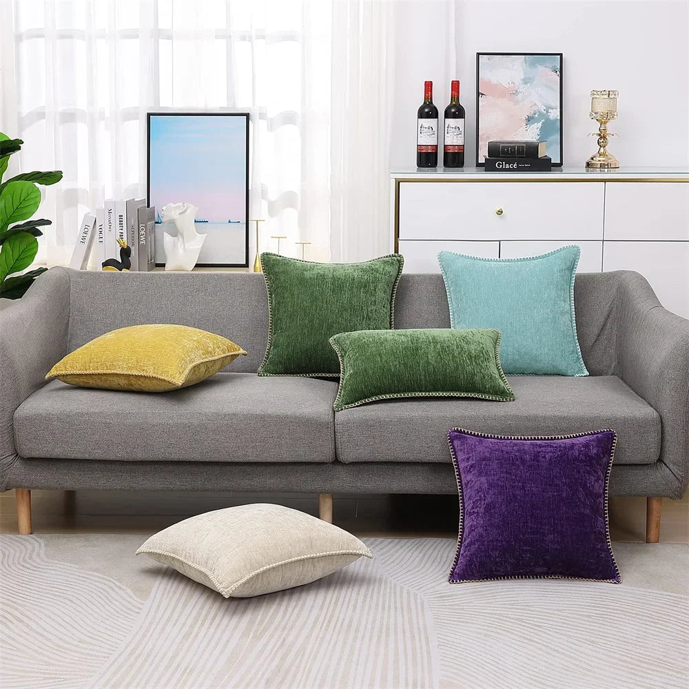 Blauer Chenille-Kissenbezug, 45 x 45, Kissenbezug, 30 x 50 cm, Sofa, dekorativer Kissenbezug, weicher Luxus für Wohnzimmer-Sofa-Dekoration﻿