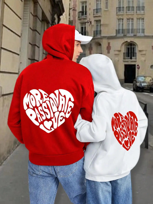Mehr leidenschaftlicher Liebesbrief-Grafikdruck, Damen-Kapuzenpullover, einfacher, lässiger Kapuzenpullover, warmes, lockeres Sweatshirt, Hipster-Fleece, Sportbekleidung