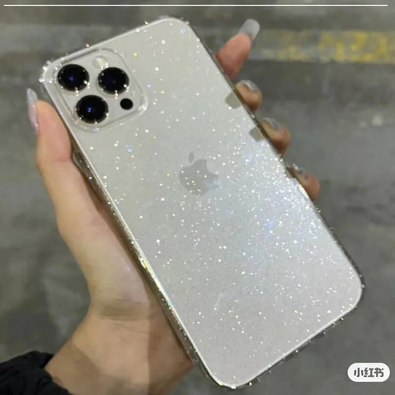 Luxury Bling Glitter Clear Case For iPhone 15 Pro max 14 plus 13 12 11 X XR XS 7 8 Plus Transprent Soft Acrylic Shockproof Cover