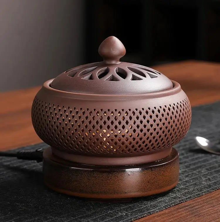 220V Enamel Electronic Incense Burner Timed Temperature Regulation Essential Oil Lamp Heating Electric Fumigating Furnace