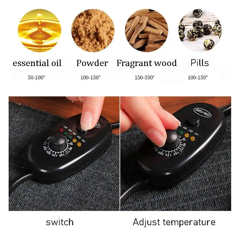 220V Enamel Electronic Incense Burner Timed Temperature Regulation Essential Oil Lamp Heating Electric Fumigating Furnace