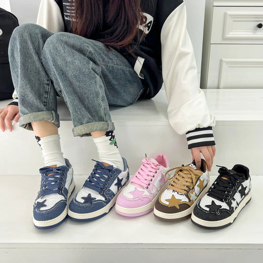 Hong Kong Style Niche Denim Blue Retro Board Women's Shoes Super Popular Versatile Sports and Casual Shoes Trend 2023 Spring New Style